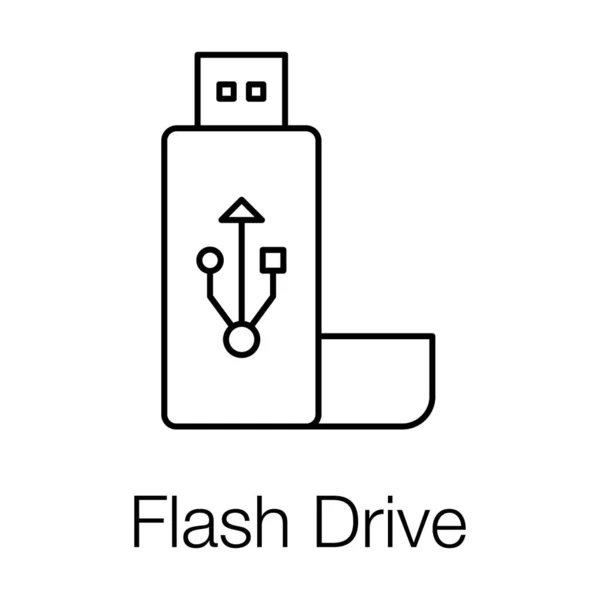 Urządzenie Przechowywania Danych Ikona Pamięci Flash Projekcie Liniowym — Wektor stockowy