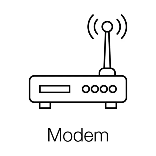 Dispositivo Suministro Internet Diseño Iconos Línea Módem — Archivo Imágenes Vectoriales