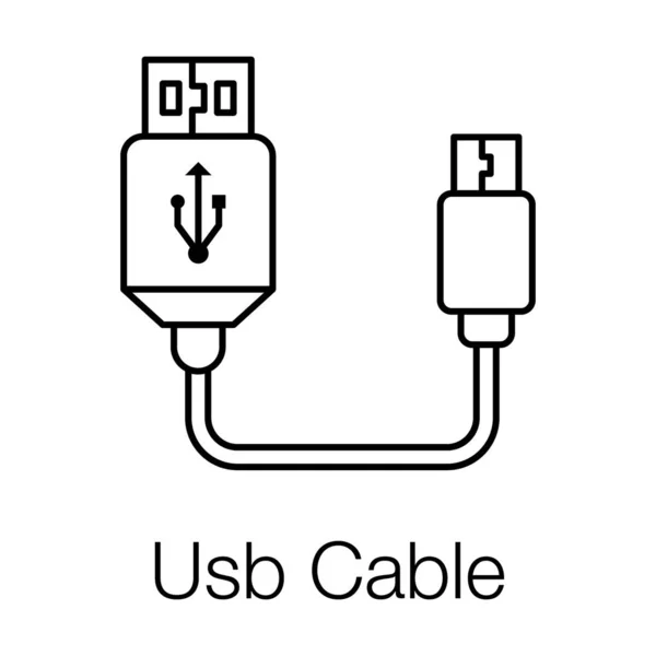 Aktifkan Konektor Ikon Kabel Usb Dalam Desain Baris - Stok Vektor