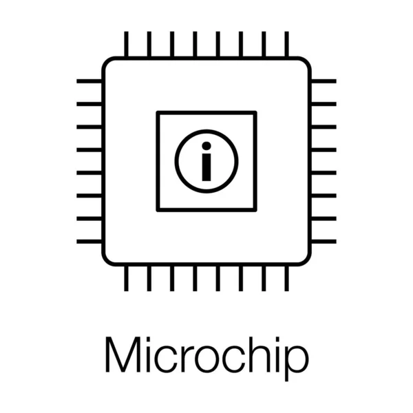 マイクロチップベクトル設計のラインアイコンであるAi技術 — ストックベクタ