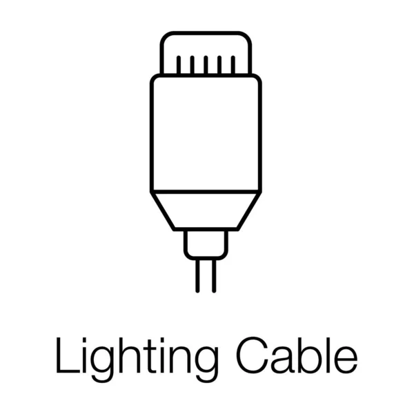 Computer Hardware Technologie Liniensymbol Des Beleuchtungskabelvektordesigns — Stockvektor