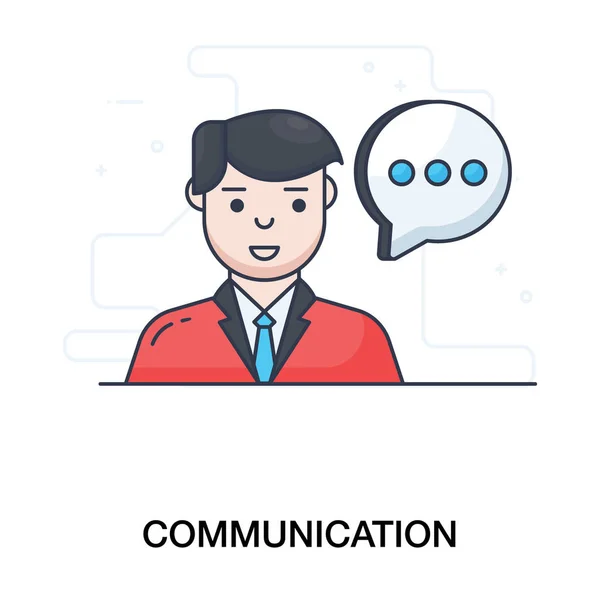 Homme Avec Bulle Vocale Symbole Communication Style Vectoriel Plat — Image vectorielle