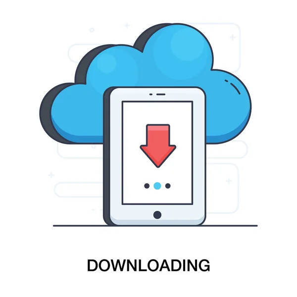 クラウドストレージ クラウドを搭載したスマートフォンを持つアイコン 編集可能な品質を持つフラットアイコン — ストックベクタ