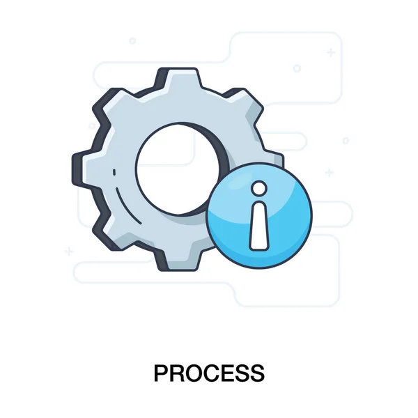 プロセス 感嘆符付き歯車 フラットスタイルベクトル — ストックベクタ