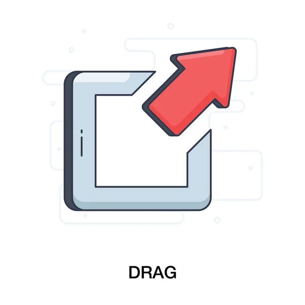 Drag Icon Flachen Editierbaren Stil Pfeilspitze Zum Ziehen Computer Hervorragend — Stockvektor