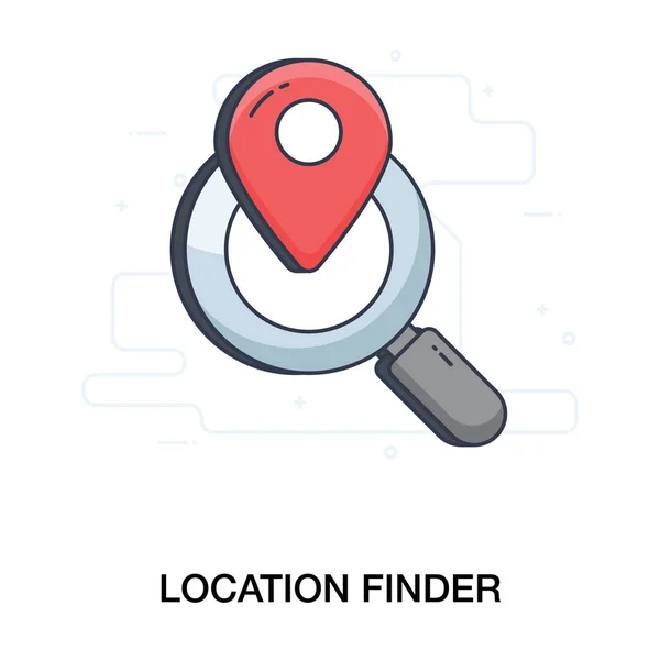 Location Pin Magnifier Location Finder Address Finder Flat Icon — Stock Vector