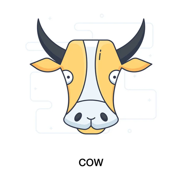Icône Vache Tête Animal Animal Sauvage Dans Style Tendance Plat — Image vectorielle