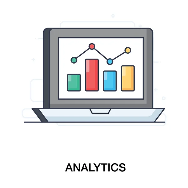 Report Aziendale Online Icona Dell Analisi Dei Dati Stile Flat — Vettoriale Stock