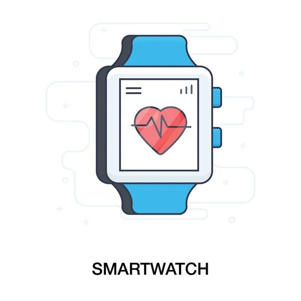 Smartwatch Icoon Met Video Play Interface Plat Ontwerp — Stockvector