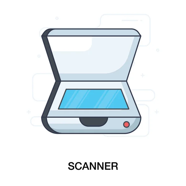 Diseño Plano Del Escáner Fotográfico Del Ordenador Dispositivo Tecnológico — Vector de stock