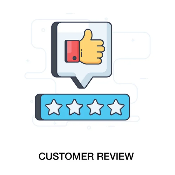 Flat Design Customer Review Thumbs Rating Star Vector — Stock Vector