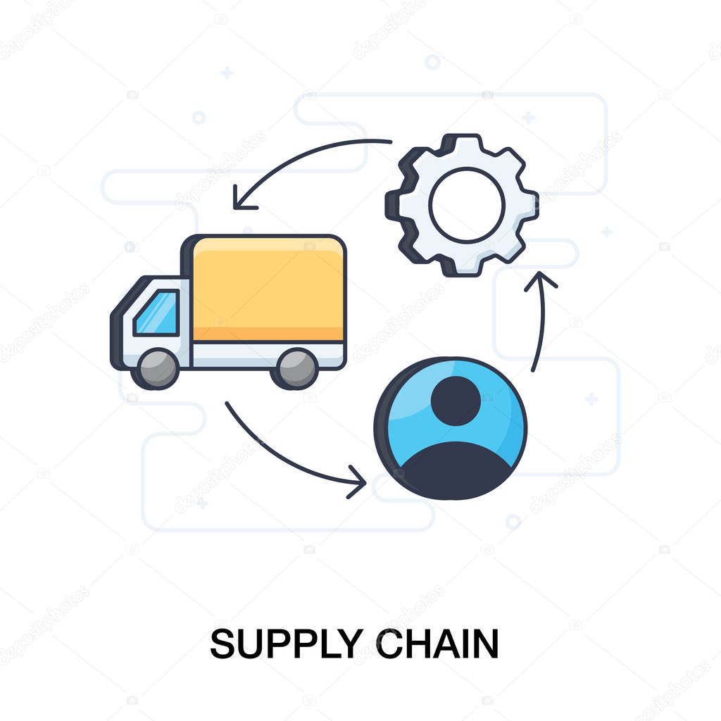 Logistic infographics, flat supply chain icons and transportation, storage vector