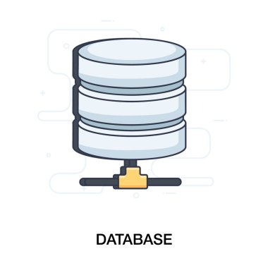 Veri sunucu rafı, düz tasarım veritabanı simgesi.