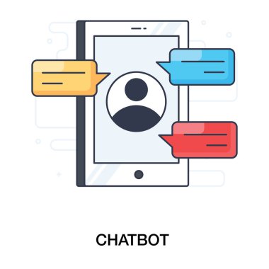 Akıllı telefon konsepti olan Chatbot mobil sohbet simgesi