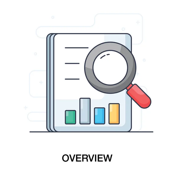 Bar Chart Magnifier File Audit Overview Icon Flat Vector — Stock Vector