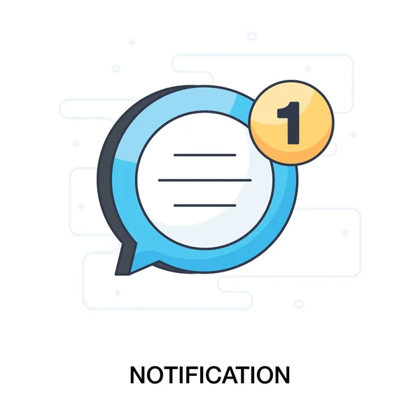 Campana Dentro Burbuja Chat Notificación Vector Diseño Plano — Vector de stock