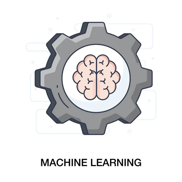 布莱恩内齿轮 机器学习图标平面设计 — 图库矢量图片