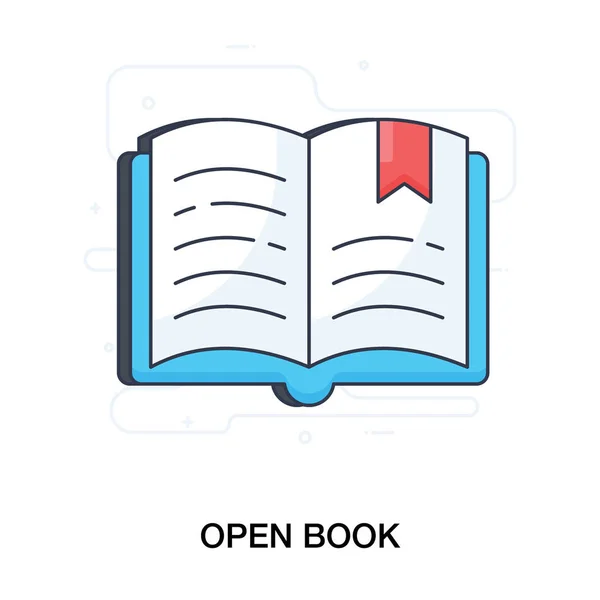 Libro Abierto Icono Concepto Lectura Diseño Plano — Vector de stock