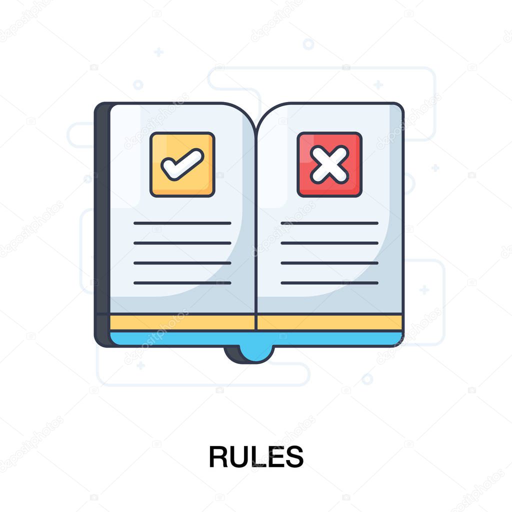 Conceptual icon of rules in flat style on isolated background.