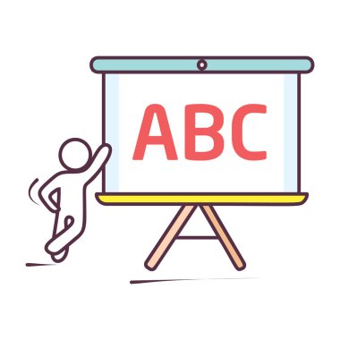 Tabela üzerindeki alfabetik harfler, elle çizilmiş simgede temel eğitimi gösteriyor 