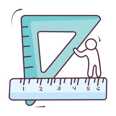 Üçgen ve metre ölçeği, grafik araçlarının karalama simgesi 