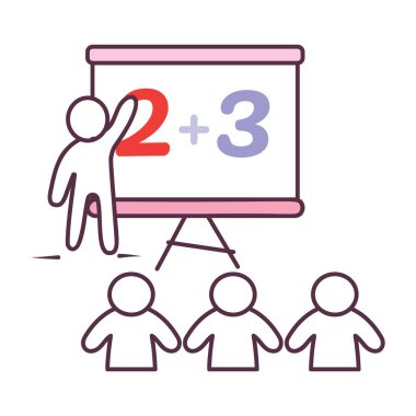 Tabela üzerinde sayısal sayı, elde çizilmiş matematik sınıfı simgesi 