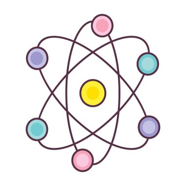 Atomlar üzerine çalışma, elle çizilmiş vektör tasarımında nükleer fizik 