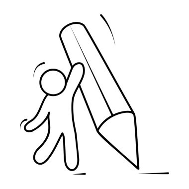 El çizimi trend vektöründe kalem simgesi olarak yazma aracı 