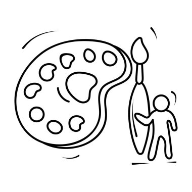 El çizimi vektör tasarımında palet simgesini boya 