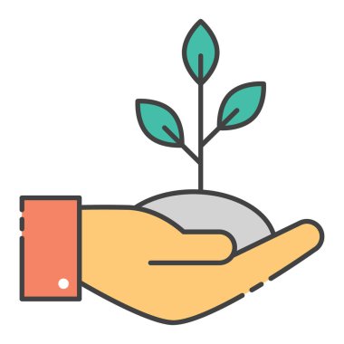 Düz vektör dizaynında büyüme simgesi, elde bitki