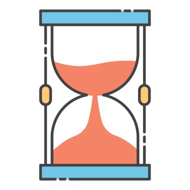 Vintage zamanlayıcı, iş saatinin düz vektördeki bu kum saati ile hesaplanması