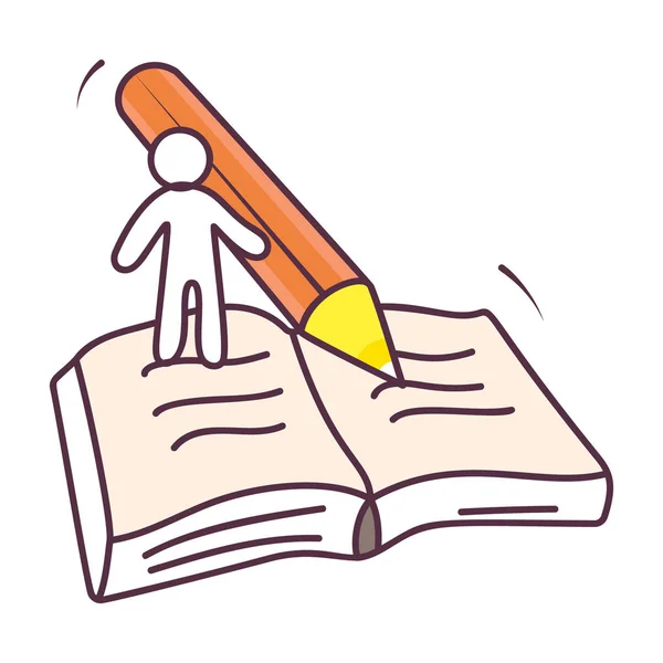 Datei Mit Bleistift Und Büroklammer Als Schreibdateisymbol Handgezeichnetem Stil — Stockvektor