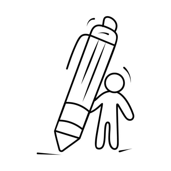 Tükenmez Kalem Simgesini Karalama Tasarımıyla Yazmak — Stok Vektör