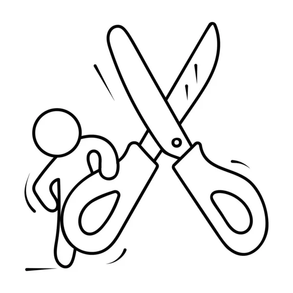 Режущий Инструмент Иконка Ножниц Дизайне Каракулей — стоковый вектор