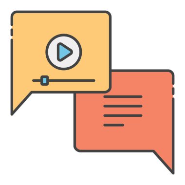 Düz vektörde görüntülü sohbet simgesi