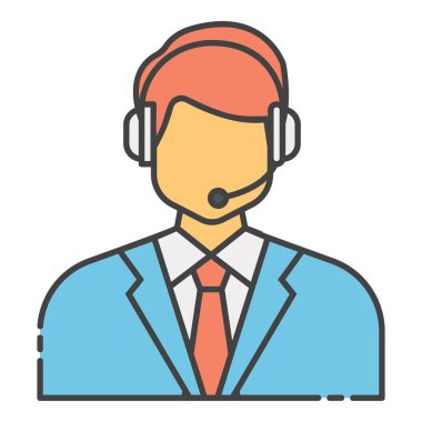 CSR 'ı temsil eden erkek avatar, müşteri destek servisi simgesi