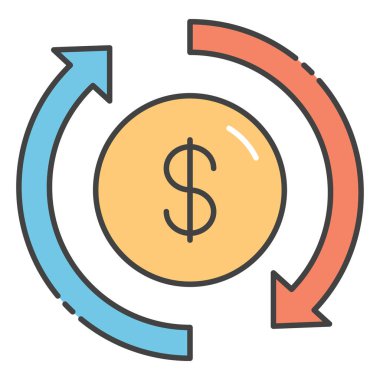 Para akışı simgesi veya nakit akışı, düzenlenebilir vektör düz grafik içinde mükemmel dizayn