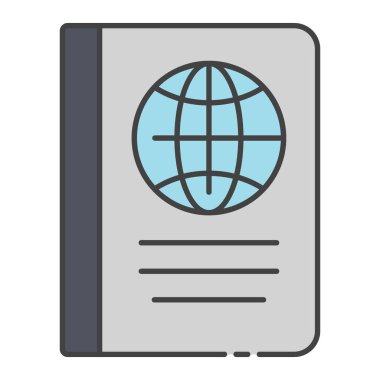 Beyaz arka planda pasaport düz simgesi 