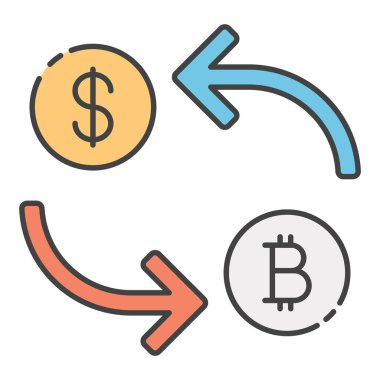 Avro ile dolar değişimi, para birimi dönüştürücü düz simge tasarımı