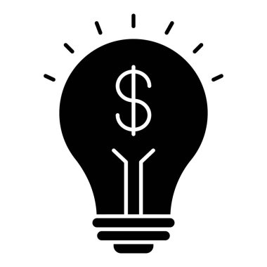 Dolarlık ampul, parlak finansal fikir ikon vektörünü doldurdu