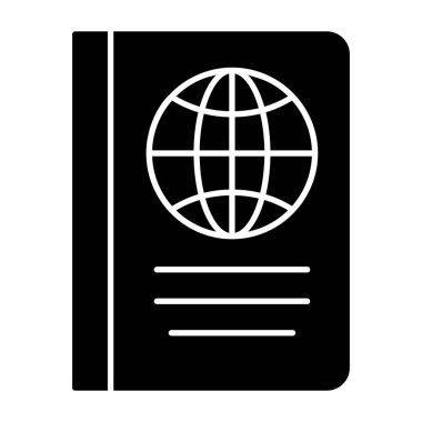 Beyaz arka planda pasaport glif simgesi 