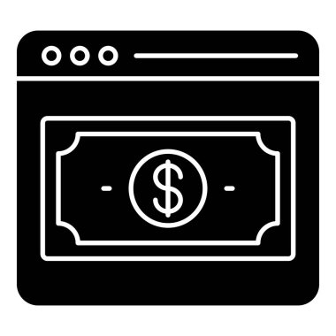 Dolar ile web sayfası, iş web sitesi sağlam simgesi 