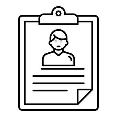 Askere alma amacı için kullanıcı profili belgesi veya cv, satır simgesi vektörü