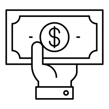 Beyaz arkaplanda izole edilmiş vektör satırındaki nakit ödeme simgesi