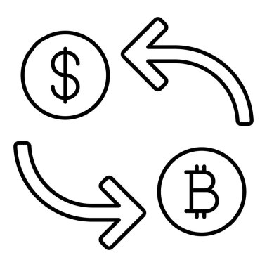 Avro ile dolar değişimi, para birimi dönüştürücü çizgi simgesi tasarımı