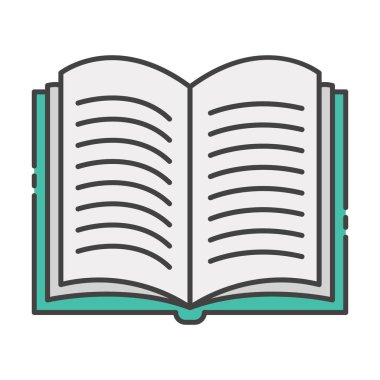 Öğrenci çalışma zamanı, düz stil kitap okuma simgesi 