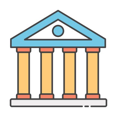 Kitap deposu, düz vektörün kütüphane binasının simgesi