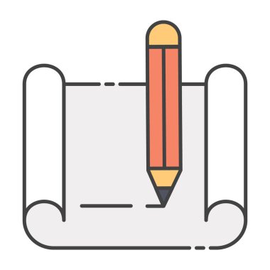 Çizim tablosu, yazma belgesi, düz tasarım simgesi 