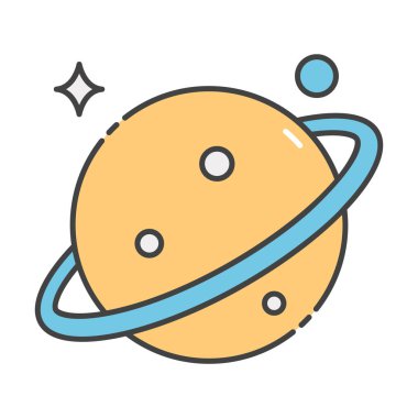 Gezegen sistemi, düz vektörde galaksi simgesi 