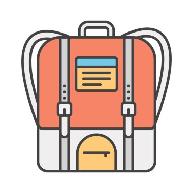 Okul aksesuarları, okul çantası düz tasarım vektörü 